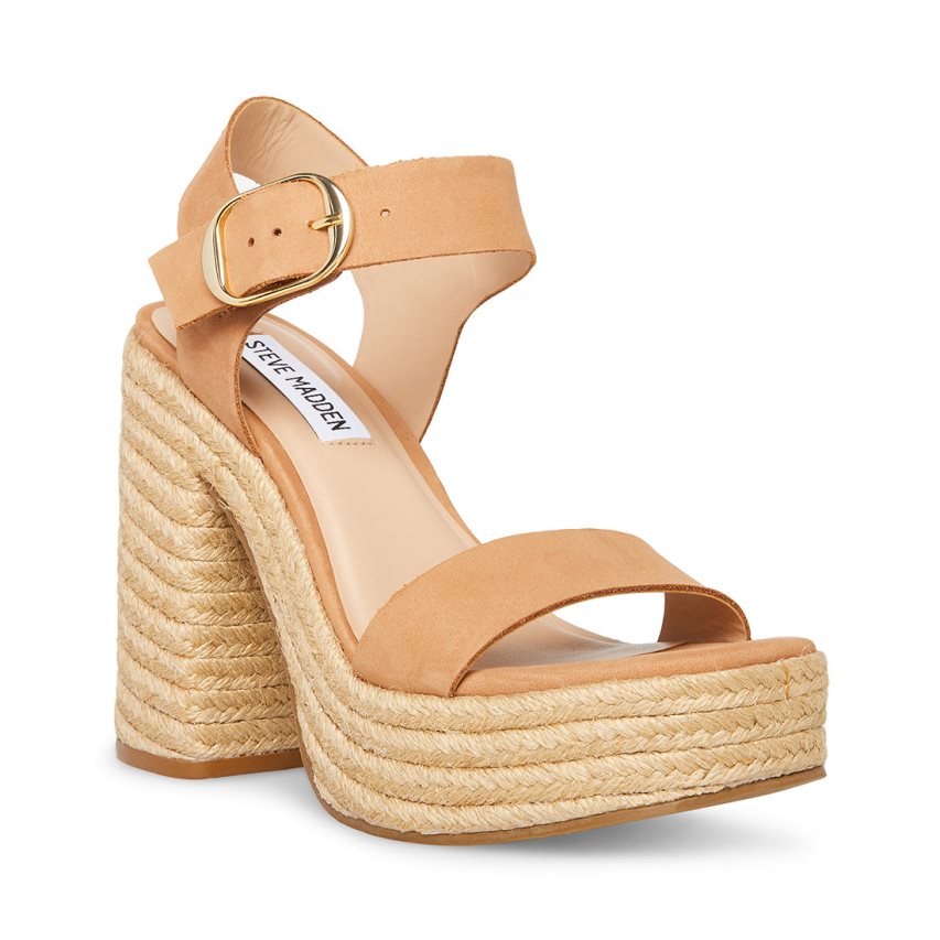 Sandalias Tacones Steve Madden Janice Nubuck Mujer Marrones Claro | ES GBSE31